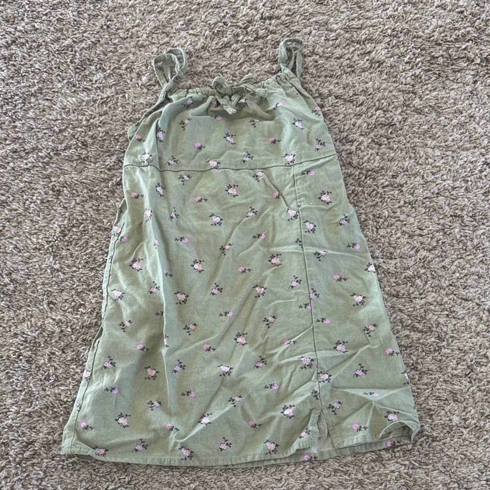 Art Class Green Floral Kids Dress